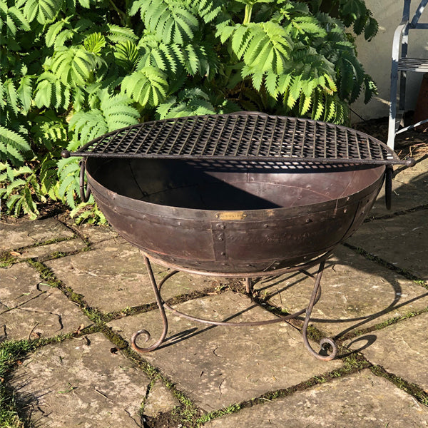 Indian Fire Bowl with Half Moon BBQ Rack
